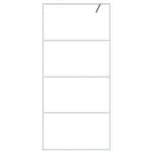 Параван за баня, бял, 90x195 см, прозрачно ESG стъкло