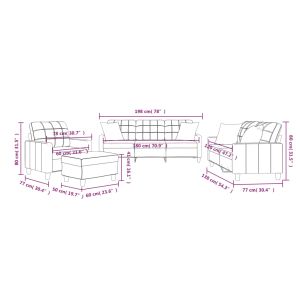 Комплект дивани от 4 части с възглавници черен изкуствена кожа