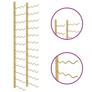 Стойка за вино за 36 бутилки, стенен монтаж, златиста, желязо