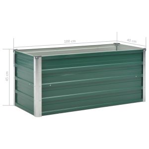 Градинска висока леха поцинкована стомана 100x40x45 см зелена