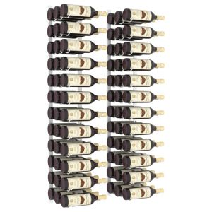 Стойки за вино за 36 бутилки, стенен монтаж, 2 бр, бели, желязо