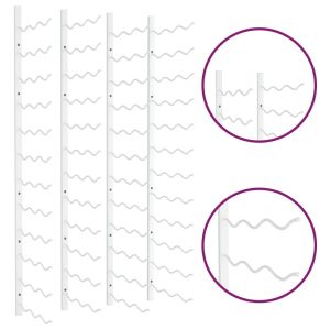 Стойки за вино за 36 бутилки, стенен монтаж, 2 бр, бели, желязо