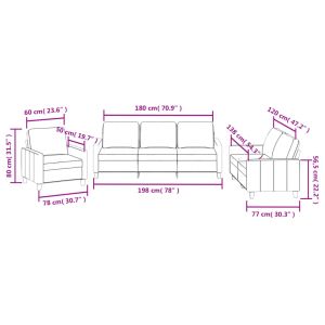 Комплект дивани 3 части с възглавници капучино изкуствена кожа