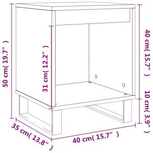 Нощно шкафче опушен дъб 40x35x50 см инженерно дърво