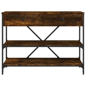 Конзолна маса с чекмеджета и рафтове опушен дъб инженерно дърво