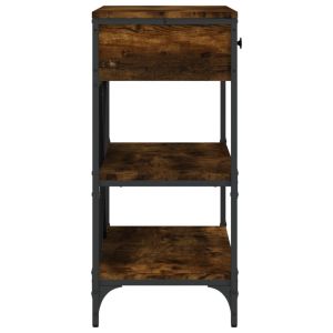 Конзолна маса с чекмеджета и рафтове опушен дъб инженерно дърво