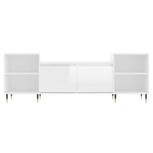 ТВ шкаф, бял гланц, 160x35x55 см, инженерно дърво