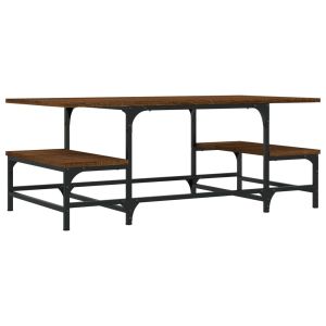 Кафе маса, кафяв дъб, 100x50,5x40 см, инженерно дърво