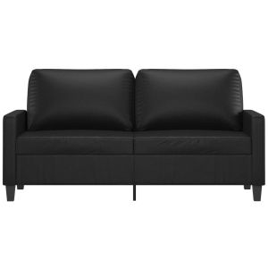 2-местен диван, черен, 140 см, изкуствена кожа