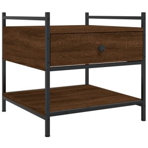 Кафе маса, кафяв дъб, 50x50x50 см, инженерно дърво