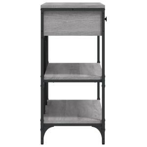 Конзолна маса с чекмеджета и рафтове сив сонома инженерно дърво