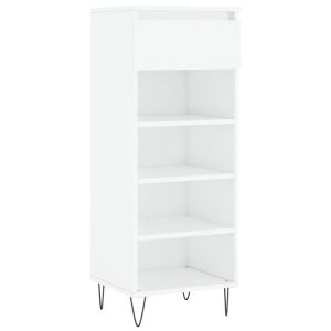 Шкаф за обувки, бял гланц, 40x36x105 см, инженерно дърво