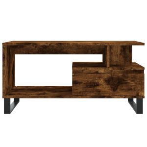 Кафе маса, опушен дъб, 90x49x45 см, инженерно дърво
