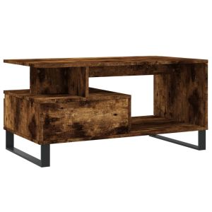 Кафе маса, опушен дъб, 90x49x45 см, инженерно дърво