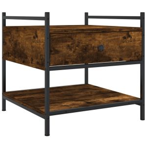 Кафе маса, опушен дъб, 50x50x50 см, инженерно дърво