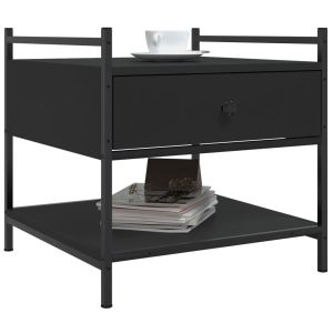 Кафе маса, черна, 50x50x50 см, инженерно дърво