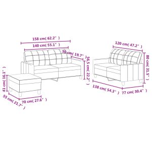 Комплект дивани от 3 части с възглавници черен изкуствена кожа