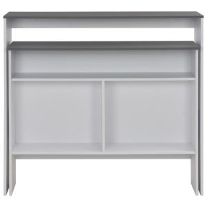 Бар маса с 2 плота, бяло и сиво, 130x40x120 см