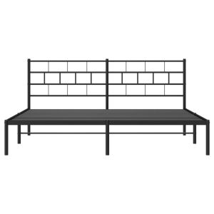 Метална рамка за легло с горна табла, черна, 183x213 см