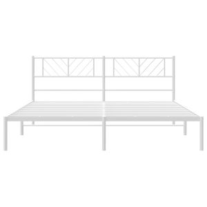 Метална рамка за легло с горна табла, черна, 193x203 см