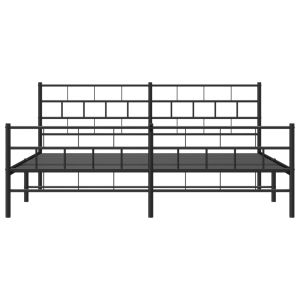 Метална рамка за легло с горна и долна табла, черна, 183x213 см