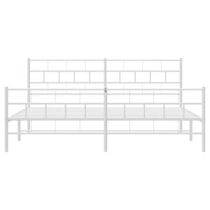 Метална рамка за легло с горна и долна табла, бяла, 193x203 см