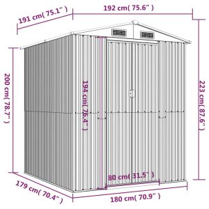 Градинска барака антрацит 192x191x223 см поцинкована стомана