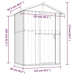 Градинска барака антрацит 126x97,5x177 см поцинкована стомана