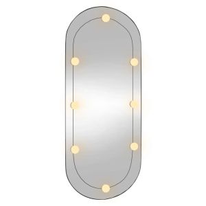 Стенно огледало с LED лампи 40x90 см стъкло овално
