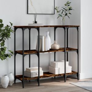 Конзолна маса, опушен дъб, 102x35x90 см, инженерно дърво