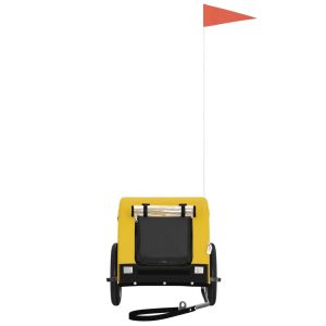 Ремарке за колело за любимци жълт и черен Оксфорд плат и желязо