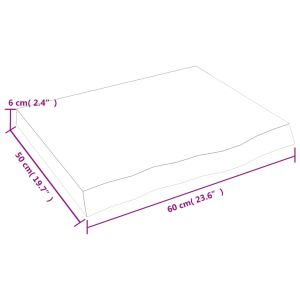 Стенен рафт, 60x50x(2-6) см, необработен масивен дъб