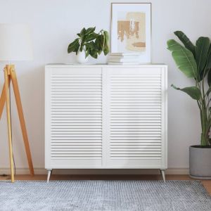 Врати за шкафове решетен дизайн 2 бр бял 99,3x59,4 см бор масив