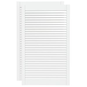 Врати за шкафове решетен дизайн 2 бр бял 99,3x59,4 см бор масив