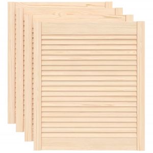 Врати за шкафове с решетен дизайн 4 бр 69x59,4 см бор масив