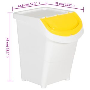 Стифиращи кошчета за отпадъци с капаци 3 бр бяло PP 120 л