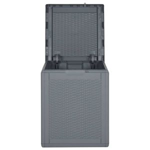 Градинска кутия за съхранение, сива, PP ратан, 90 л