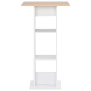 Бар маса, бяло и сонома дъб, 60x60x110 см