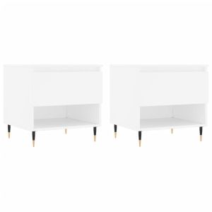 Маси за кафе, 2 бр, бели, 50x46x50 см, инженерно дърво