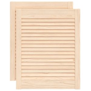 Врати за шкафове с решетен дизайн 2 бр 61,5x49,4 см бор масив