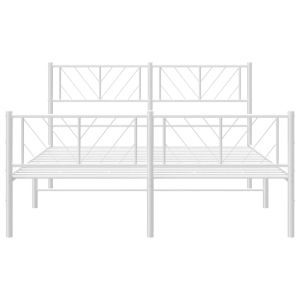 Метална рамка за легло с горна и долна табла, бяла, 135x190 см