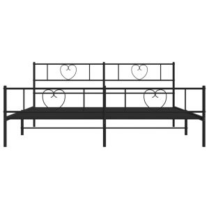 Метална рамка за легло с горна и долна табла, черна, 193x203 см