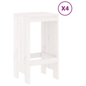 Градински бар комплект от 5 части, бял, масивно дърво бор