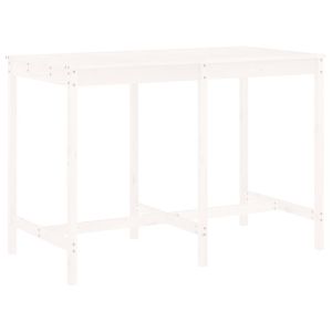 Градински бар комплект от 7 части, бял, масивно дърво бор