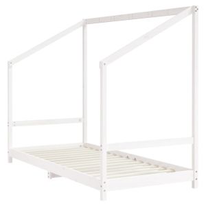 Рамка за детско легло бяла 2x(90x200) см борово дърво масив