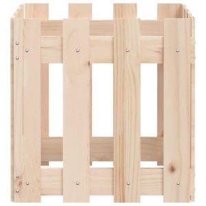 Градинска кашпа с дизайн на ограда 40x40x40 см бор масив
