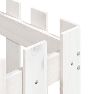 Градинска кашпа с дизайн на ограда бяла 60x60x60 см бор масив
