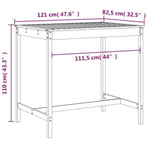 Градински бар комплект от 5 части, сив, масивно дърво бор