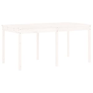 Градински трапезен комплект от 13 части бял борово дърво масив