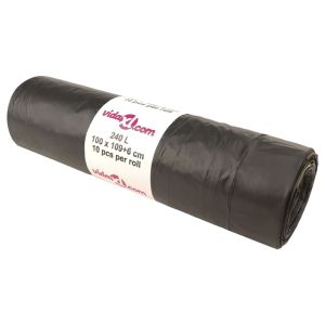 Торбички за боклук с връзки 150 бр черни 240 л